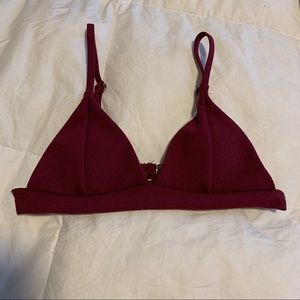 shein maroon ribbed bikini top